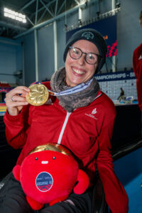 Tanja Scholz mit der WM-Goldmedaille